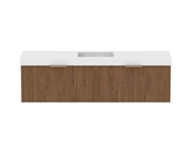 Supporting Image - Kado Lux Slim All Drawer 1800mm Wall Hung Vanity with Centre Basin 90mm Top Florentine Walnut