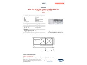 Specification Sheet - Memo Hugo Double Bowl Sink No Taphole Right Hand Bowl with Drainer Stainless Steel V2
