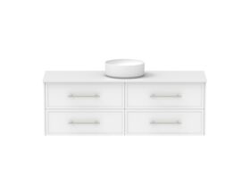 Hero - Kado Lux 1500mm All Drawer Wall Hung Vanity Unit 4 Drawers Centre Bowl Vanity 20mm Top Shaker