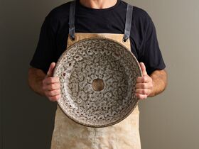 In Situ - Robert Gordon Potters 370mm Semi Inset Basin White Ochre
