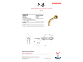 Specification Sheet - Milli Pure Wall Bath Outlet 160mm PVD Brushed Gold