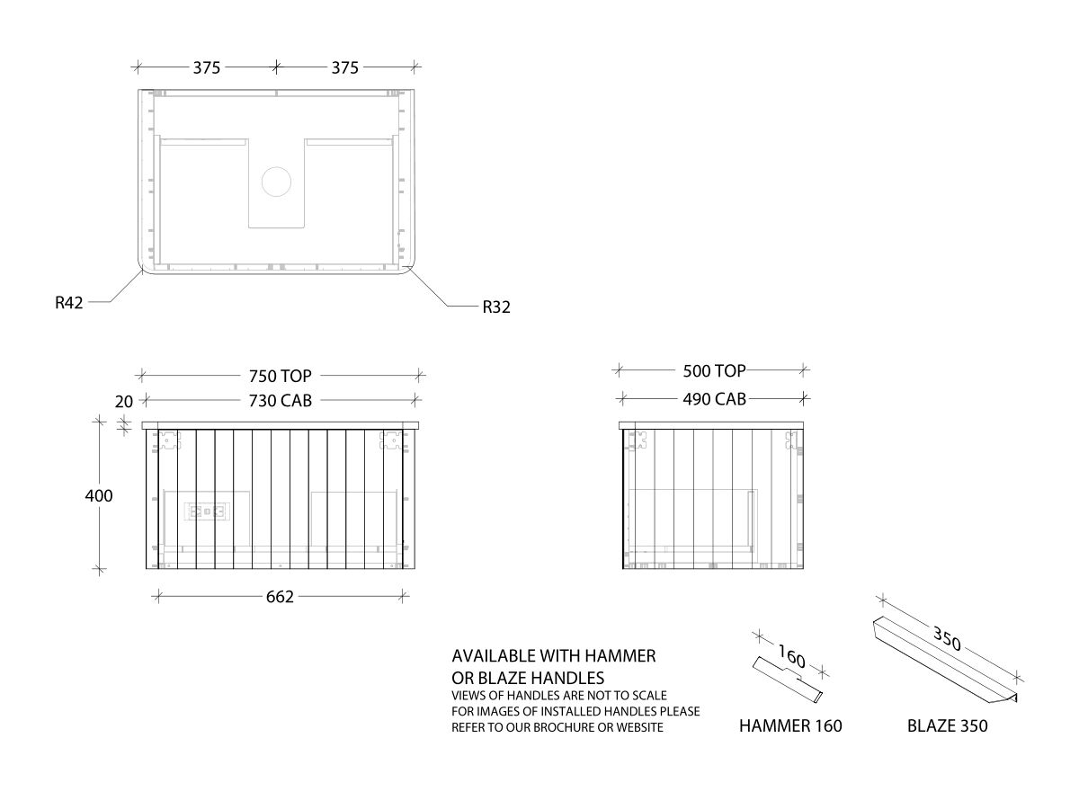 Kado Neue All-Drawer 750 Centre Bowl Wall Hung