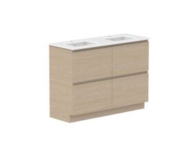 Supporting Image - Posh Domaine All-Drawer Twin 1200mm Floor Mounted Vanity Unit Double Bowl Matte White Ceramic Top