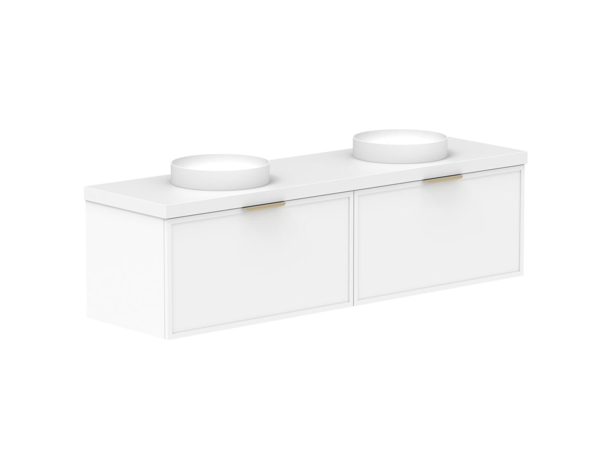 Supporting Image - Kado Lux Slim All Drawer 1800mm Wall Hung Vanity with Double Basin 50mm Top Matte White