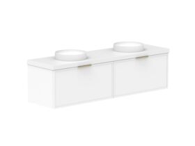 Supporting Image - Kado Lux Slim All Drawer 1800mm Wall Hung Vanity with Double Basin 50mm Top Matte White