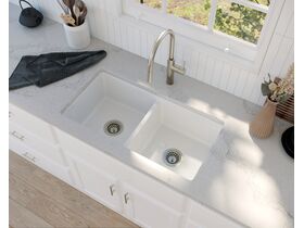 In Situ - Memo Harper Double Bowl Inset/Undermount Sink 850mm Fireclay White Undermount