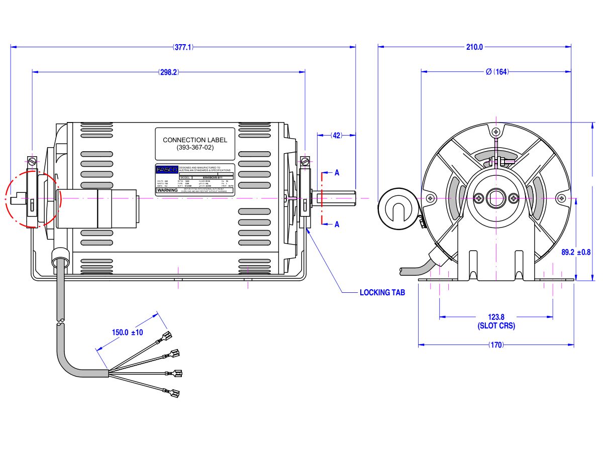 Fasco Fan Motor 240V 750W 80945BQVB-B11S