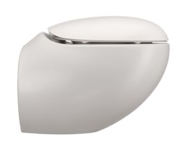Supporting Image - LAUFEN Alessi Rimless Wall Hung Pan with Soft Close Seat Matte White (4 Star) - Side