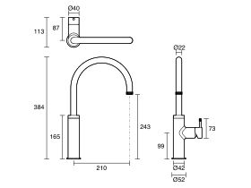 Technical Drawing - Sussex Scala Nova Sink Mixer (5 Star) Lead Free