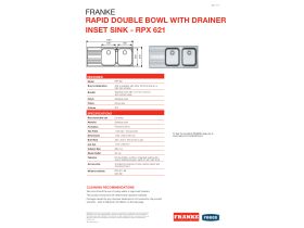 Technical Guide - Franke Rapid RPX621 Double Bowl Inset Sink Only Right Hand Bowls-Left Hand Drain Stainless Steel