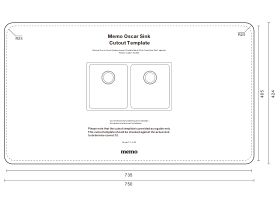 Cutout Template - Memo Oscar Inset/Undermount Double Bowl Sink Overflow No Taphole