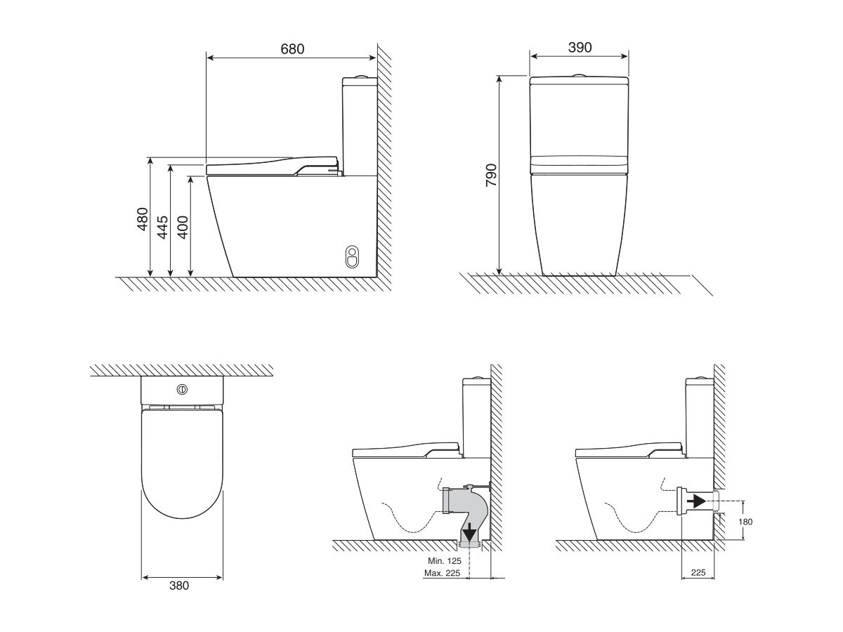 Roca In-Wash Inspira Smart Toilet Close Coupled Back to Wall (4 Star)