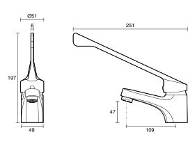 Technical Drawing - Posh Bristol MK2 Basin Mixer with Extended Lever Chrome (4 Star) Lead Free
