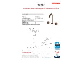 Specification Sheet - Sussex Pure Basin Set with Cirque Textured Handles PVD Brushed Bronze (5 Star) Lead Free