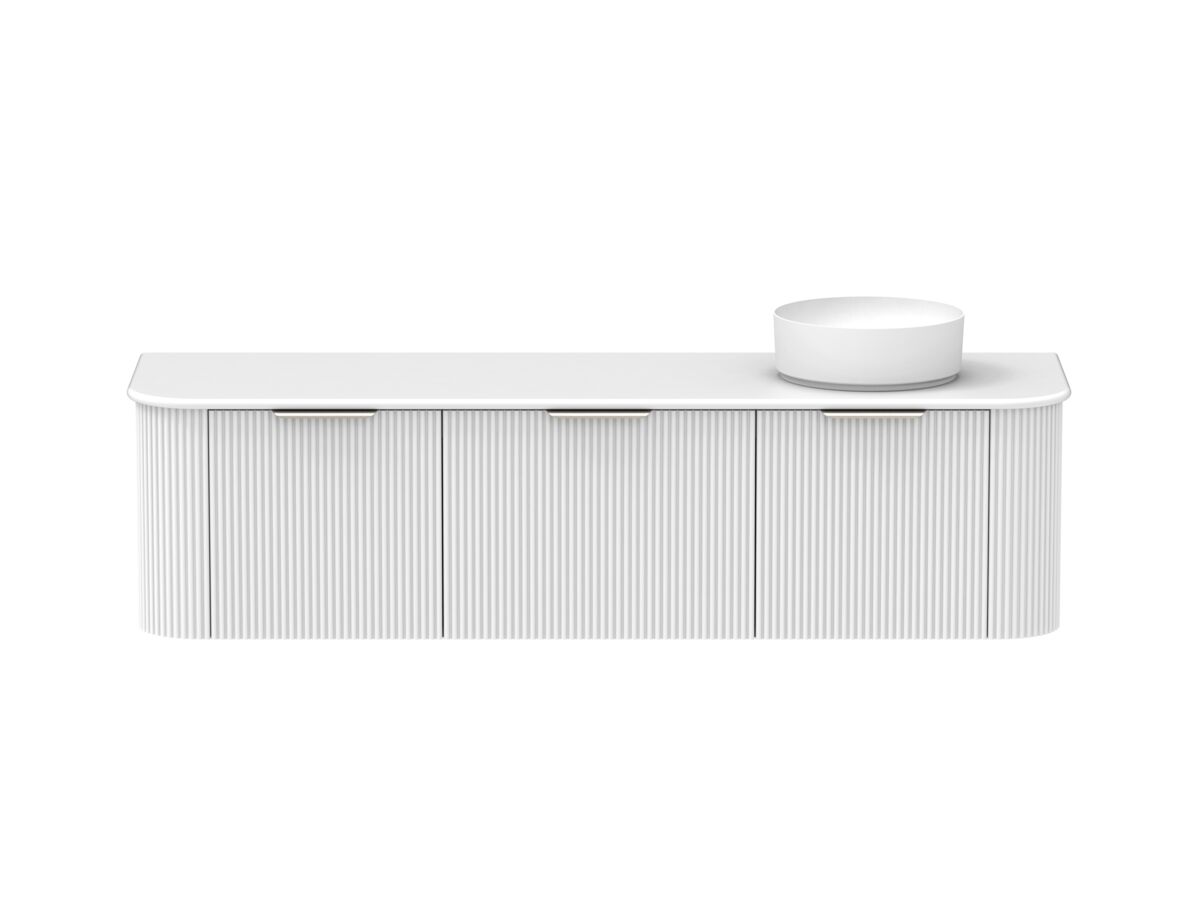 Supporting Image - Kado Neue Fluted Double Curve All Drawer 1800 Wall Hung Vanity with Right Hand Basin 20mm Ultra White