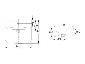 American Standard Cygnet Semi Recessed Basin 1 Taphole 500mm White