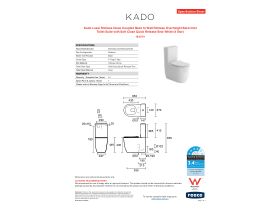 Specification Sheet - Kado Lussi Rimless Close Coupled Back to Wall Rimless Overheight Back Inlet Toilet Suite with Soft Close Quick Release Seat White (4 Star)
