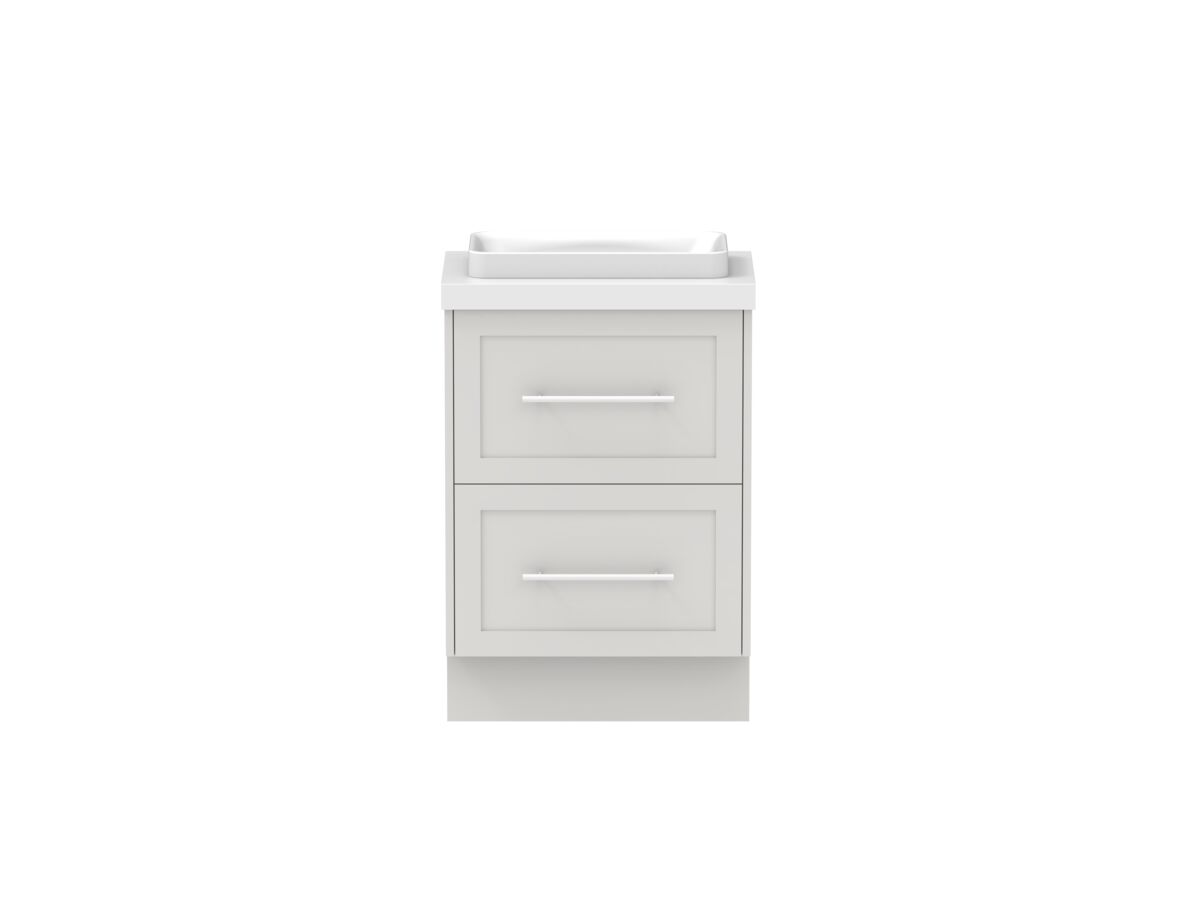 Hero - Kado Lux Ensuite All Drawer Twin 600mm Floor Mount Centre Basin 50mm Top