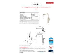 Specification Sheet - Mizu Soothe MK2 Gooseneck Sink Mixer Tap Square Brushed Nickel (5 Star) Lead Free