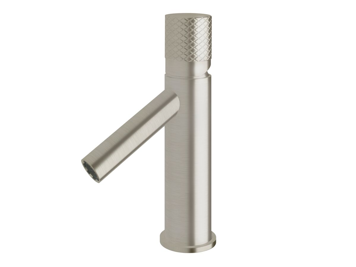 Sussex Pure Basin Mixer Tap with Diamond Textured Handle PVD Brushed Nickel (6 Star)