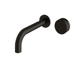 Sussex Pure Progressive Wall Basin Mixer Tap System 200mm with Linear Textured Handle PVD Matte Black (3 Star)