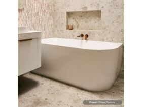 In Situ - Chivers Plumbing - Posh Solus Back To Corner Freestanding Bath 1500mm Left Corner White and Mizu Soothe MK2 Brushed Bronze Tapware