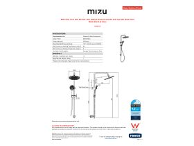 Specification Sheet - Mizu Drift Twin Rail Shower with 300mm Brass Overhead and Top Rail Water Inlet Matte Black (3 Star)