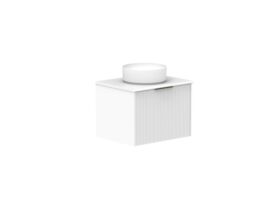 Supporting Image 2- Kado Neue Fluted Square All Drawer 600mm Wall Hung Vanity with Centre Basin 20mm Top Ultra White