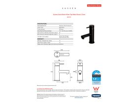 Specification Sheet - Sussex Scala Basin Mixer Tap Matte Black (5 Star)