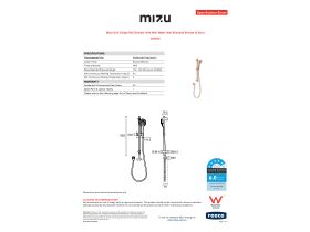 Specification Sheet - Mizu Drift Single Rail Shower with Wall Water Inlet Brushed Bronze (5 Star)