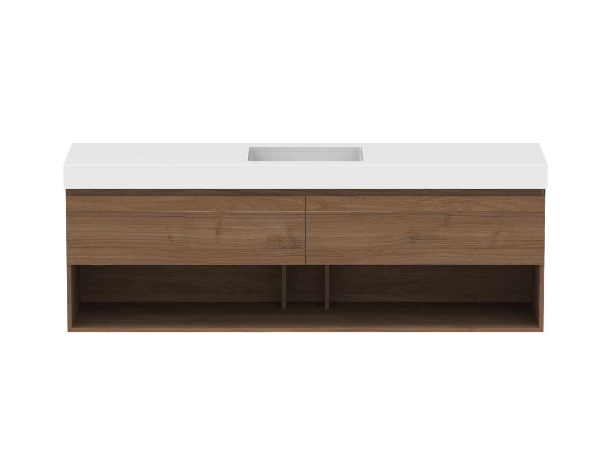 Hero - Posh Domaine 1800mm Wall Hung Vanity Unit All-Drawer Open Shelf Single Bowl 90mm Top