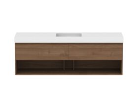 Hero - Posh Domaine 1800mm Wall Hung Vanity Unit All-Drawer Open Shelf Single Bowl 90mm Top