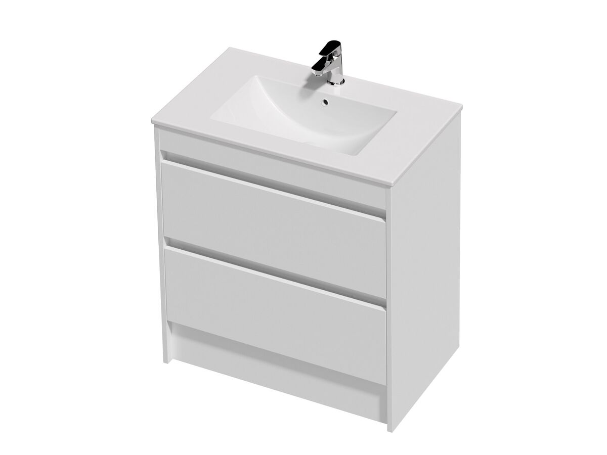 Posh Domaine Twin 750 2 Drawer Floor Standing White Console Top Gloss White