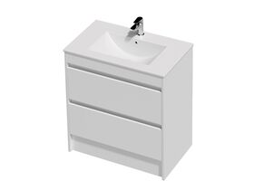 Posh Domaine Twin 750 2 Drawer Floor Standing White Console Top Gloss White