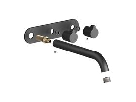 Supporting Image - Faucet Strommen Vara Fin Wall Basin / Bath Hostess Tap System Right Hand 200mm Kit Matte Black (6 Star) Lead Free