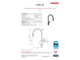 Specification Sheet - Nobili Flag Gooseneck Pull Out Sink Mixer Tap Brushed Gunmetal (5 Star) Lead Free