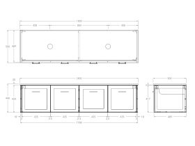 Kado Lux All Door 1800mm Double Bowl Wall Hung