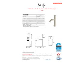 Specification Sheet - Milli Pure Basin Mixer Tap Curved Spout PVD Brushed Nickel (5 Star)
