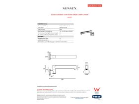 Specification Sheet - Sussex Scala Bath Outlet Swivel Straight 250mm Chrome