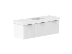 Supporting Image 2- Kado Neue Fluted Square All Drawer 1500mm Wall Hung Vanity with Centre Basin 90mm Top Ultra White