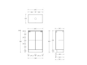 Posh Domaine 600mm Ensuite Floor Mount Vanity Unit Cherry Pie, Friday Hybrid Quartz & Caesarstone Top