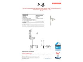 Specification Sheet - Milli Pure Progressive Bath Mixer Tap System 200mm with Hand Shower Right Hand and Diamond Textured Handles PVD Brushed Nickel (3 Star)