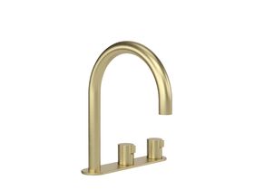 Hero - Faucet Strommen Vara Fin Hob Basin Hostess Tap System Right Hand Brushed Admiralty Brass (6 Star) Lead Free