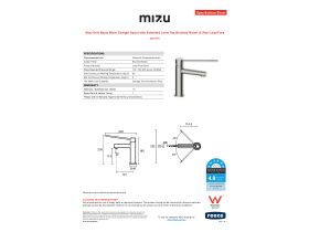 Specification Sheet - Mizu Drift Basin Mixer Straight Spout with Extended Lever Tap Brushed Nickel (6 Star) Lead Free