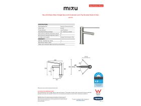 Specification Sheet - Mizu Drift Basin Mixer Straight Spout with Extended Lever Tap Brushed Nickel (6 Star)