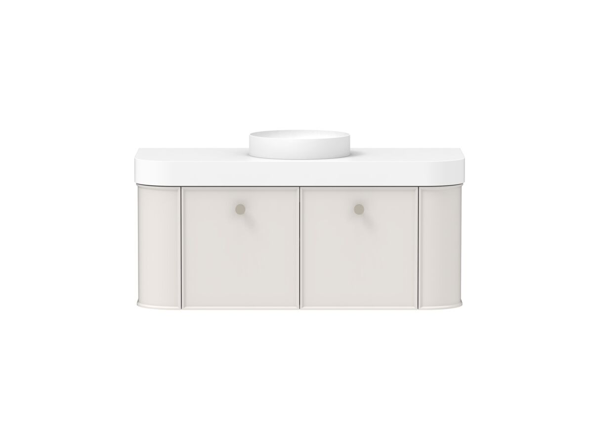 Supporting Image - Kado Era Double Curve All Door 1200mm Wall Hung Vanity Centre Basin 90mm Durasein Top Feather Grey