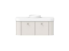 Supporting Image - Kado Era Double Curve All Door 1200mm Wall Hung Vanity Centre Basin 90mm Durasein Top Feather Grey