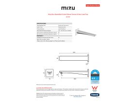 Specification Sheet - Mizu Bloc Basin/Bath Outlet 250mm Chrome (6 Star) Lead Free