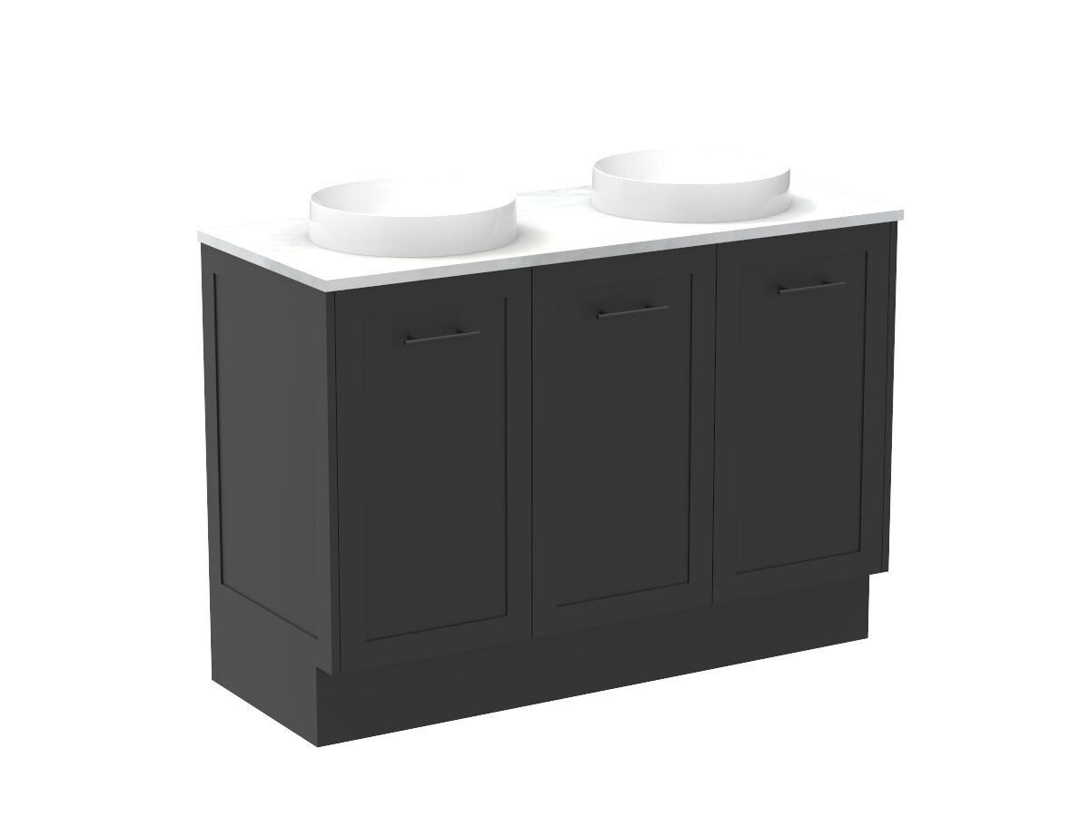 Supporting Image - Kado Lux All Door 1200mm Floor Mounted Vanity Double Basin 20mm - Black - Angle