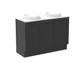 Supporting Image - Kado Lux All Door 1200mm Floor Mounted Vanity Double Basin 20mm - Black - Angle